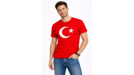 Erkek T-Shirt Kısa Kol Bisiklet Yaka Ay Yıldız Bayrak Baskılı Tişört - Kırmızı Erkek T-Shirt Kısa Kol Bisiklet Yaka Ay Yıldız Bayrak Baskılı Tişört - Kırmızı