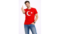 Erkek T-Shirt Kısa Kol Bisiklet Yaka Ay Yıldız Bayrak Baskılı Tişört - Kırmızı Erkek T-Shirt Kısa Kol Bisiklet Yaka Ay Yıldız Bayrak Baskılı Tişört - Kırmızı