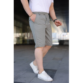 Erkek Diagonel Kumaş Duble Paça Cepli Bağcıklı Bel Lastikli ŞORT - Mint Yeşili