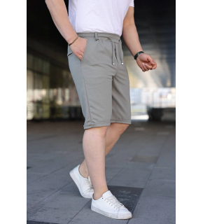Erkek Diagonel Kumaş Duble Paça Cepli Bağcıklı Bel Lastikli ŞORT - Mint Yeşili