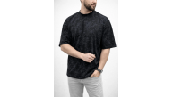 Erkek Premium Tişört OSY Yumuşak Dokulu Yıkamalı Oversize T-Shirt - Siyah