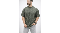 Erkek Premium Tişört OSY Yumuşak Dokulu Yıkamalı Oversize T-Shirt - Haki