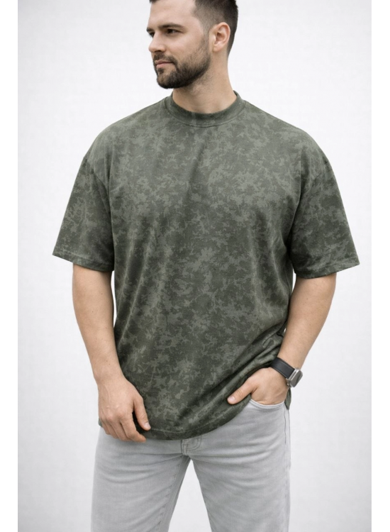Erkek Premium Tişört OSY Yumuşak Dokulu Yıkamalı Oversize T-Shirt - Haki