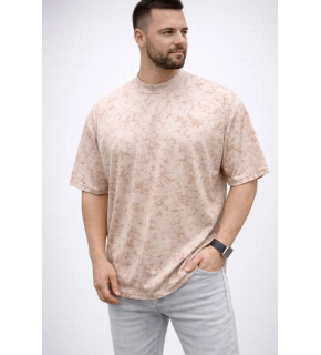Erkek Premium Tişört OSY Yumuşak Dokulu Yıkamalı Oversize T-Shirt - Bej