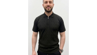 Erkek Yazlık Triko Saç Örgü Tişört Kısa Kol Polo Yaka Fermuarlı T-Shirt - Siyah Erkek Yazlık Triko Saç Örgü Tişört Kısa Kol Polo Yaka Fermuarlı T-Shirt - Siyah