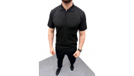 Erkek Yazlık Triko Saç Örgü Tişört Kısa Kol Polo Yaka Fermuarlı T-Shirt - Siyah Erkek Yazlık Triko Saç Örgü Tişört Kısa Kol Polo Yaka Fermuarlı T-Shirt - Siyah