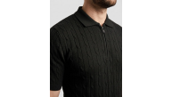 Erkek Yazlık Triko Saç Örgü Tişört Kısa Kol Polo Yaka Fermuarlı T-Shirt - Siyah Erkek Yazlık Triko Saç Örgü Tişört Kısa Kol Polo Yaka Fermuarlı T-Shirt - Siyah