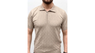 Erkek Yazlık Triko Saç Örgü Tişört Kısa Kol Polo Yaka Fermuarlı T-Shirt - Bej Erkek Yazlık Triko Saç Örgü Tişört Kısa Kol Polo Yaka Fermuarlı T-Shirt - Bej