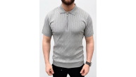 Erkek Yazlık Triko Saç Örgü Tişört Kısa Kol Polo Yaka Fermuarlı T-Shirt - Gri Erkek Yazlık Triko Saç Örgü Tişört Kısa Kol Polo Yaka Fermuarlı T-Shirt - Gri