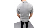 Erkek Yazlık Triko Saç Örgü Tişört Kısa Kol Polo Yaka Fermuarlı T-Shirt - Gri Erkek Yazlık Triko Saç Örgü Tişört Kısa Kol Polo Yaka Fermuarlı T-Shirt - Gri
