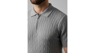 Erkek Yazlık Triko Saç Örgü Tişört Kısa Kol Polo Yaka Fermuarlı T-Shirt - Gri Erkek Yazlık Triko Saç Örgü Tişört Kısa Kol Polo Yaka Fermuarlı T-Shirt - Gri