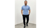 Erkek Yazlık Triko Saç Örgü Tişört Kısa Kol Polo Yaka Fermuarlı T-Shirt - Bebe Mavisi Erkek Yazlık Triko Saç Örgü Tişört Kısa Kol Polo Yaka Fermuarlı T-Shirt - Bebe Mavisi