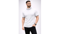 Erkek Fitilli Triko Dokuma Kısa Kol Tişört Yarım Boğaz Modern Yazlık T-Shirt - Beyaz Erkek Fitilli Triko Dokuma Kısa Kol Tişört Yarım Boğaz Modern Yazlık T-Shirt - Beyaz