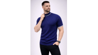 Erkek Fitilli Triko Dokuma Kısa Kol Tişört Yarım Boğaz Modern Yazlık T-Shirt - Lacivert Erkek Fitilli Triko Dokuma Kısa Kol Tişört Yarım Boğaz Modern Yazlık T-Shirt - Lacivert