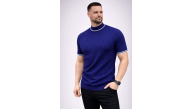 Erkek Fitilli Triko Dokuma Kısa Kol Tişört Yarım Boğaz Modern Yazlık T-Shirt - Lacivert Erkek Fitilli Triko Dokuma Kısa Kol Tişört Yarım Boğaz Modern Yazlık T-Shirt - Lacivert