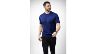 Erkek Yazlık Triko Dokuma Tişört Kısa Kol Bisiklet Yaka Örgü Desenli T-Shirt - Lacivert