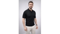 Erkek Yazlık Triko Dokuma Tişört Kısa Kol Polo Yaka T-Shirt - Siyah Erkek Yazlık Triko Dokuma Tişört Kısa Kol Polo Yaka T-Shirt - Siyah