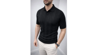 Erkek Yazlık Triko Dokuma Tişört Kısa Kol Polo Yaka T-Shirt - Siyah Erkek Yazlık Triko Dokuma Tişört Kısa Kol Polo Yaka T-Shirt - Siyah