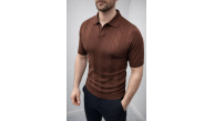 Erkek Yazlık Triko Dokuma Tişört Kısa Kol Polo Yaka T-Shirt - Kahverengi Erkek Yazlık Triko Dokuma Tişört Kısa Kol Polo Yaka T-Shirt - Kahverengi