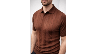 Erkek Yazlık Triko Dokuma Tişört Kısa Kol Polo Yaka T-Shirt - Kahverengi Erkek Yazlık Triko Dokuma Tişört Kısa Kol Polo Yaka T-Shirt - Kahverengi