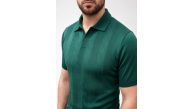 Erkek Yazlık Triko Dokuma Tişört Kısa Kol Polo Yaka T-Shirt - Koyu Yeşil Erkek Yazlık Triko Dokuma Tişört Kısa Kol Polo Yaka T-Shirt - Koyu Yeşil