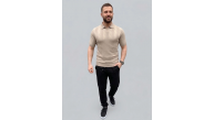 Erkek Yazlık Triko Dokuma Tişört Kısa Kol Polo Yaka T-Shirt - Bej Erkek Yazlık Triko Dokuma Tişört Kısa Kol Polo Yaka T-Shirt - Bej