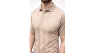 Erkek Yazlık Triko Dokuma Tişört Kısa Kol Polo Yaka T-Shirt - Bej Erkek Yazlık Triko Dokuma Tişört Kısa Kol Polo Yaka T-Shirt - Bej