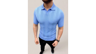 Erkek Yazlık Triko Dokuma Tişört Kısa Kol Polo Yaka T-Shirt - Bebek Mavisi Erkek Yazlık Triko Dokuma Tişört Kısa Kol Polo Yaka T-Shirt - Bebek Mavisi