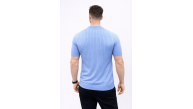 Erkek Kısa Kol Fitilli Triko T-Shirt Yazlık Hakim Yaka Tişört - Bebek Mavisi