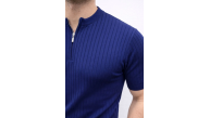 Erkek Kısa Kol Fitilli Triko T-Shirt Yazlık Hakim Yaka Tişört - Lacivert Erkek Kısa Kol Fitilli Triko T-Shirt Yazlık Hakim Yaka Tişört - Lacivert