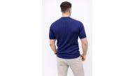 Erkek Kısa Kol Fitilli Triko T-Shirt Yazlık Hakim Yaka Tişört - Lacivert Erkek Kısa Kol Fitilli Triko T-Shirt Yazlık Hakim Yaka Tişört - Lacivert