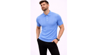 Erkek Yazlık Triko Tişört Kısa Kol Polo Yaka Düğmeli T-Shirt - Bebek Mavisi