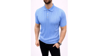 Erkek Yazlık Triko Tişört Kısa Kol Polo Yaka Düğmeli T-Shirt - Bebek Mavisi