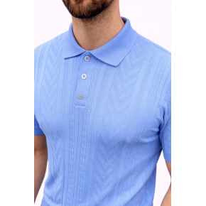 Erkek Yazlık Triko Tişört Kısa Kol Polo Yaka Düğmeli T-Shirt - Bebek Mavisi