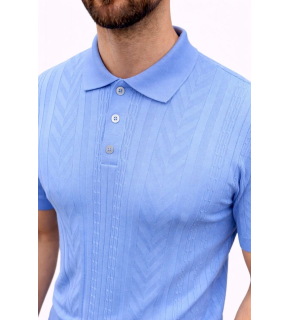 Erkek Yazlık Triko Tişört Kısa Kol Polo Yaka Düğmeli T-Shirt - Bebek Mavisi