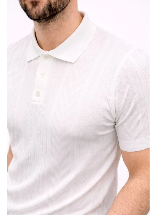 Erkek Yazlık Triko Tişört Kısa Kol Polo Yaka Düğmeli T-Shirt - Beyaz Erkek Yazlık Triko Tişört Kısa Kol Polo Yaka Düğmeli T-Shirt - Beyaz