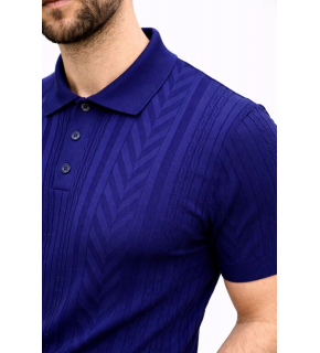 Erkek Yazlık Triko Tişört Kısa Kol Polo Yaka Düğmeli T-Shirt - Lacivert