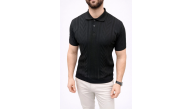 Erkek Yazlık Triko Tişört Kısa Kol Polo Yaka Düğmeli T-Shirt - Siyah Erkek Yazlık Triko Tişört Kısa Kol Polo Yaka Düğmeli T-Shirt - Siyah