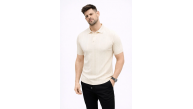 Erkek Yazlık Triko Tişört Kısa Kol Polo Yaka Düğmeli T-Shirt - Krem Erkek Yazlık Triko Tişört Kısa Kol Polo Yaka Düğmeli T-Shirt - Krem
