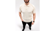 Erkek Yazlık Triko Tişört Kısa Kol Polo Yaka Düğmeli T-Shirt - Krem Erkek Yazlık Triko Tişört Kısa Kol Polo Yaka Düğmeli T-Shirt - Krem
