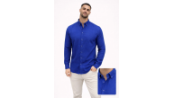 Erkek KETEN Kumaş Uzun Kollu Regular fit Gömlek - Saks Mavisi Erkek KETEN Kumaş Uzun Kollu Regular fit Gömlek - Saks Mavisi