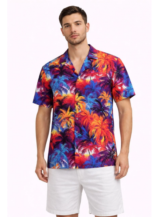 Erkek Tropikal Desenli Kısa Kol Gömlek Rahat Kalıp Yazlık Hawaii Tarz - Desenli Erkek Tropikal Desenli Kısa Kol Gömlek Rahat Kalıp Yazlık Hawaii Tarz - Desenli