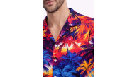Erkek Tropikal Desenli Kısa Kol Gömlek Rahat Kalıp Yazlık Hawaii Tarz - Desenli Erkek Tropikal Desenli Kısa Kol Gömlek Rahat Kalıp Yazlık Hawaii Tarz - Desenli