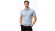 Erkek Triko Polo Yaka Fermuarlı Çizgili Tişört T-Shirt Yazlık Şık - Bebek Mavisi Erkek Triko Polo Yaka Fermuarlı Çizgili Tişört T-Shirt Yazlık Şık - Bebek Mavisi