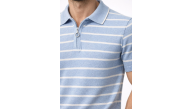 Erkek Triko Polo Yaka Fermuarlı Çizgili Tişört T-Shirt Yazlık Şık - Bebek Mavisi Erkek Triko Polo Yaka Fermuarlı Çizgili Tişört T-Shirt Yazlık Şık - Bebek Mavisi