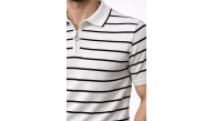 Erkek Triko Polo Yaka Fermuarlı Çizgili Tişört T-Shirt Yazlık Şık - Beyaz Erkek Triko Polo Yaka Fermuarlı Çizgili Tişört T-Shirt Yazlık Şık - Beyaz