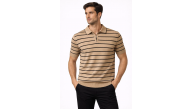 Erkek Triko Polo Yaka Fermuarlı Çizgili Tişört T-Shirt Yazlık Şık - Kahverengi Erkek Triko Polo Yaka Fermuarlı Çizgili Tişört T-Shirt Yazlık Şık - Kahverengi