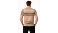 Erkek Triko Polo Yaka Fermuarlı Çizgili Tişört T-Shirt Yazlık Şık - Kahverengi Erkek Triko Polo Yaka Fermuarlı Çizgili Tişört T-Shirt Yazlık Şık - Kahverengi