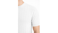 Erkek Yazlık Fitilli Triko Tişört Kısa Kol Bisiklet Yaka T-Shirt - Beyaz Erkek Yazlık Fitilli Triko Tişört Kısa Kol Bisiklet Yaka T-Shirt - Beyaz