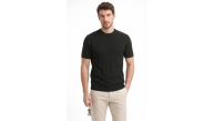 Erkek Yazlık Fitilli Triko Tişört Kısa Kol Bisiklet Yaka T-Shirt - Siyah Erkek Yazlık Fitilli Triko Tişört Kısa Kol Bisiklet Yaka T-Shirt - Siyah